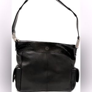 Isaac Mizrahi handbag, purse, black, leather, over the shoulder, NWT